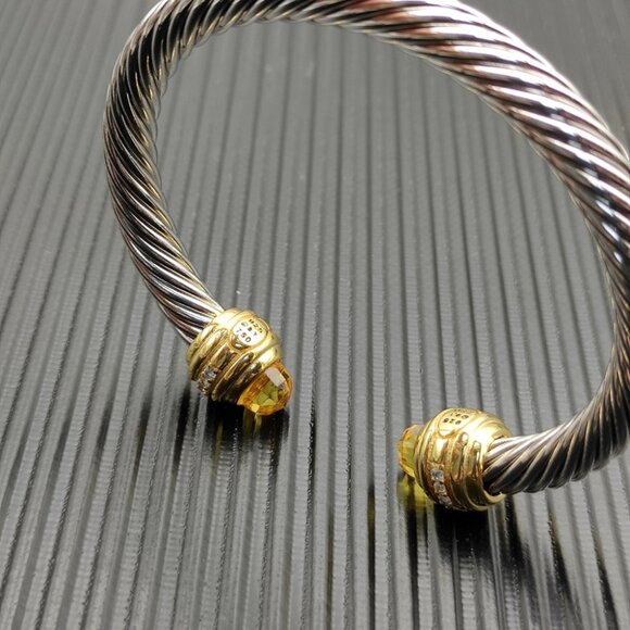 David Yurman sterling silver bracelet, set with 18K yellow gold and citrine, 7mm - Picture 8 of 10